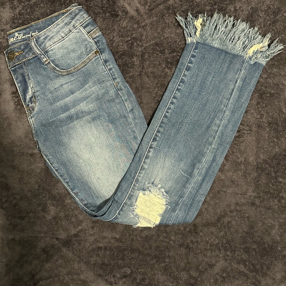 Stylish Blue Distressed Women's Jeans - FashionNova Machine Jeans